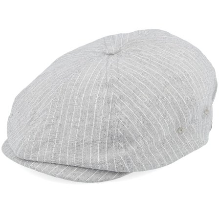 Brixton - Grigio flatcap Cappellino - Brood Lw Snap Cap Light Grey/White Stripe Cham Flat Cap @ Hatstore