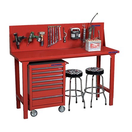 PELA 86765 Verktygstavla 2000x500 mm, röd, Garageinredning & förvaring