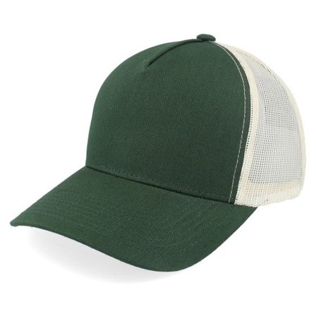 Equip - Vit trucker Keps - Blank Dark Green/Stone A-frame Trucker @ Hatstore