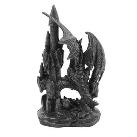 Drage Statue Skulptur UV Beskyttelse Belægning Harpiks Drage Figurer Dekoration til Halloween Prop Slot Drage A, Sort