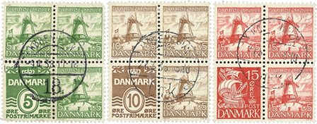Danmark 1937 - AFA 236+234, 237+235 og 238+203 - 4-blok - Stemplet