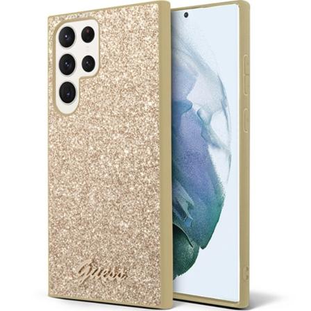 Guess Galaxy S24 Ultra -puhelinkuori Glitter Script - Kulta
