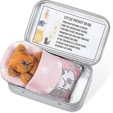 Personlig gosedjur i en burk, oro-docka för å lindra ångest/stress, födelsedagspresent för barn, slumpmässig färg (brun)