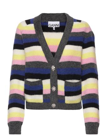 Cardigan Stripe Strikkegenser Cardigan Multi/mønstret Ganni