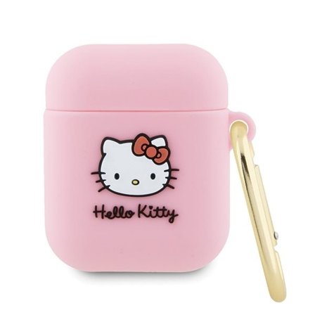Hello Kitty Silikon 3D Kitty Head-etui for AirPods 1/2 - rosa