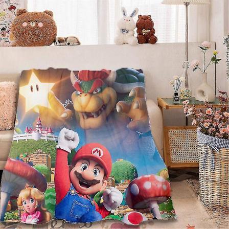 125x150/150x200cm Super Mario Teppe Vinter Myk Varmt Plysj Teppe For Sofa Sette Bed Stol Camping Reise Hjem Decor Gave