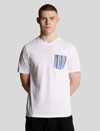 Lyle & Scott Stripe Pocket T-Shirt - White - XS