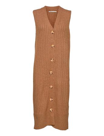 Onldolly L/S Rib Maxi Vest Knt Orange ONLY