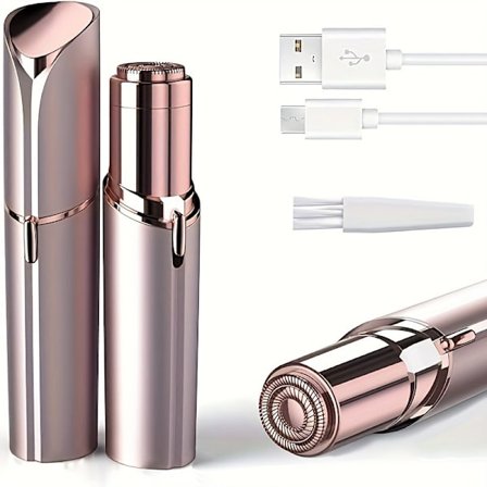 Ansigtsbehåringsfjerner til kvinder, elektrisk smertefri genopladelig ansigtshårfjerner til ansigt, læbe, hage med 2 x udskiftningshoveder Pink+2 