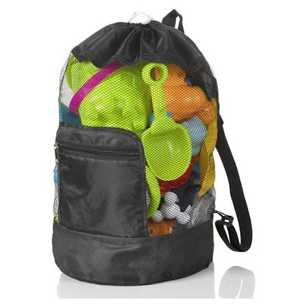 Stor nettpose i mesh, sammenleggbar ryggsekk oppbevaringsnettpose for strandleker,