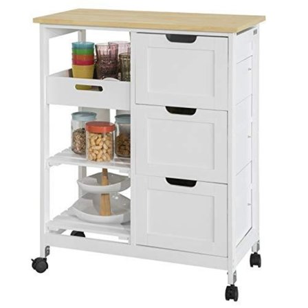 Rootz Köksvagn Vagn Köksförvaringsvagn med 3 lådor och avtagbar bricka