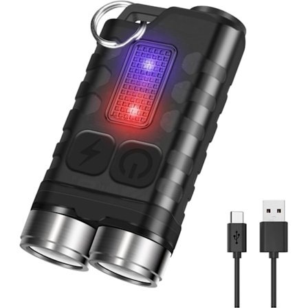 Kraftfull Mini LED-ficklampa 900 Lumen med rött blått UV-ljus, IP65 W