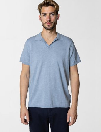 Clean Cut Copenhagen Thomas Knitted Polo - Blue - L