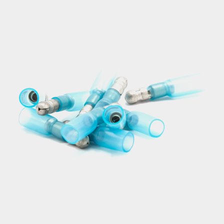 Round pin terminals with adhesive cable lugs Oceanflex, male, fits cable 1.5 - 2.5 mm², 100-pack, blue