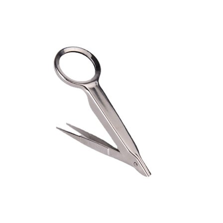 Set med 1 pinsett med LED-forstørrelsesglass + individuelt etui Sølv