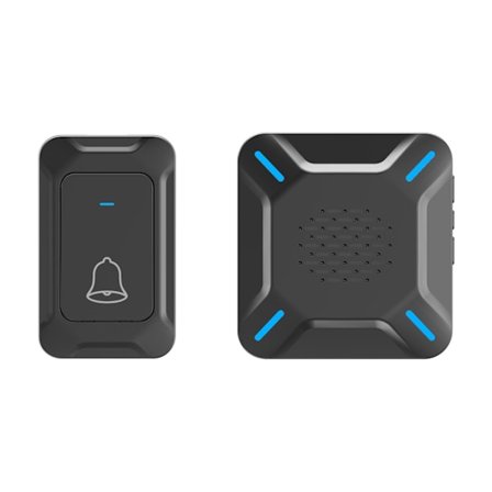 Trådløs dørklokke udendørs IP68 vandtæt, stor højttaler høj lyd, 300M rækkevidde, 5 justerbar lydstyrke, 58 ringetoner (sort)