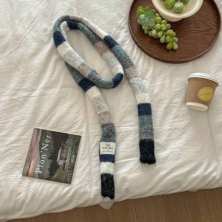 Stickad Ullrandig Halsduk Lång Smal Halsduk Vinter