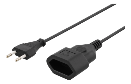 Deltaco DEL-109AC - strømforlengelseskabel - Europlug til IEC 60906-1 - 1 m