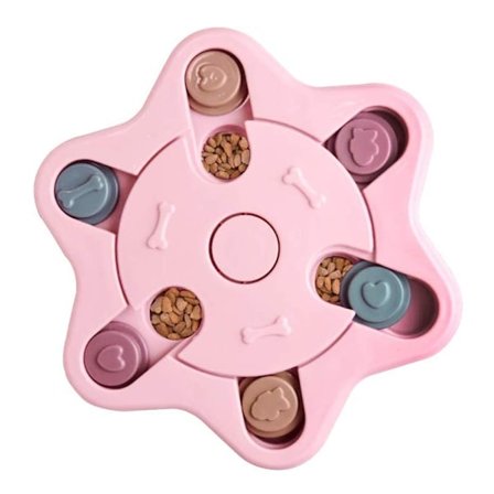 Hunde puslespil legetøj hvalp, interaktivt hundepuslespil legetøj, godbid dispenser til hunde træning sjov fodring-pink