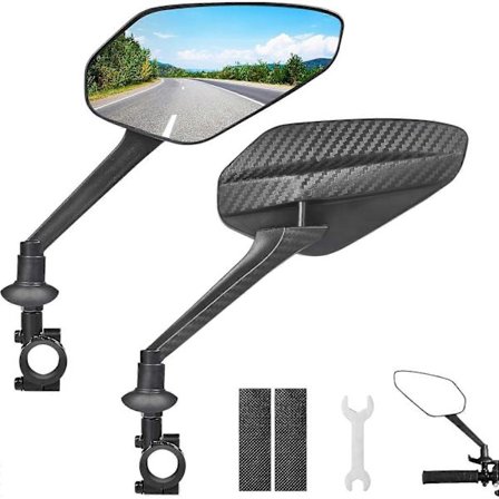 2-pakning sykkel speil, oppgradert sykkel speil styrefeste, 360° justerbart sykkel bakspeil, ripebestandig glasslinse