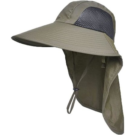 Solhat til mænd og kvinder med nakkeflap, UPF 50+ UV-beskyttende vandre- og fiskehatte, bredskygget solhat til kvinder og mænd