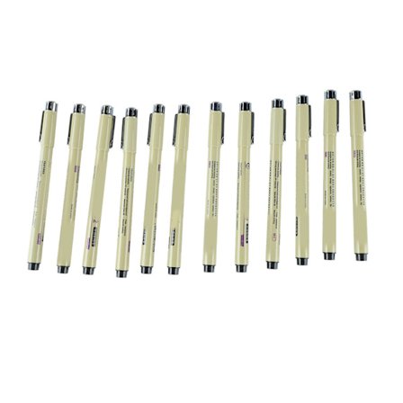 12 stk vanntette fineliner penner med hurtigtørkende, jevn skriving nylon spisser, finspiss penn med pennklips for designutkast
