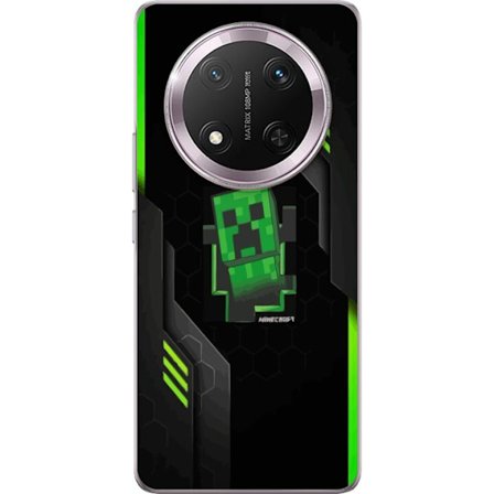 Kompatibel Mobilcover til Honor Honor Magic7 Lite Grøn pixelbaseret creeper-lignende spilillustration med futuristiske neon-elementer og mørk tech-b