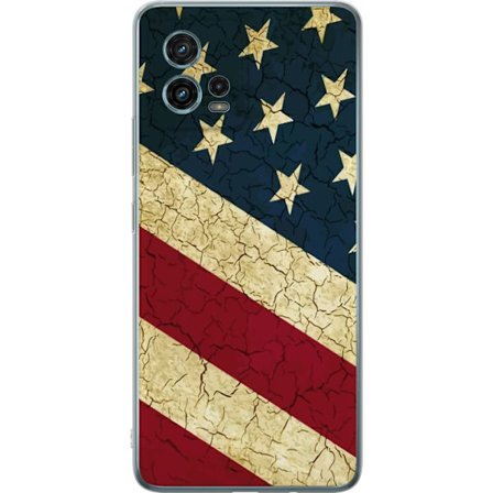 Motorola Moto G72 Gennemsigtig cover USA-flag i vintage-stil, amerikansk flag med revnet tekstur perfekt til retro-patriotiske og grafiske motiver