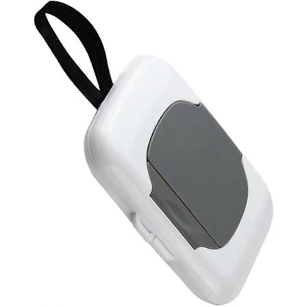 Grå reise våtserviettbeholder 1 stk. Gjenbrukbar barnevogn hengende våtserviett dispenser med etterfyllbar beholder OnTheGo våtserviettoppbevaring (