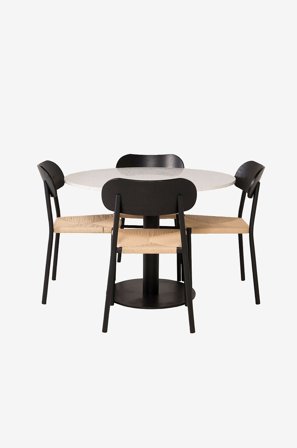 Venture Home - Spisebordssæt Razzia med 4 stole Polly - Hvid - Spisebordssæt 4 personer - Fra Homeroom