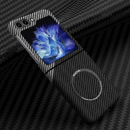 Carbon Fiber Flip Cover Kompatibel med Samsung Galaxy Z Flip 6 5G, Kompatibel med MagSafe, Slankt Ultratyndt Aramid Fiber Robust Cover-WELLNGS