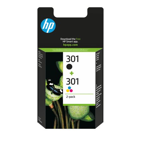 HP 301 - 2-pack - svart, farge (cyan, magenta, gul) - original - blekkpatron