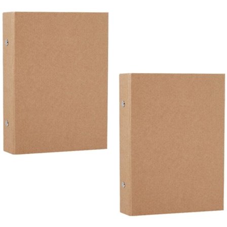 2 stk. A5-refillbar ringperm, A5-perm i kraftpapir med 2 ringer for å legge til løse ark, A5-perm i kraftpapir