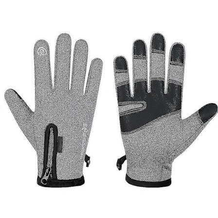 Berøringsskjerm Glidelås Vanntett Sykling Utendørs Trening Sklisikre Sportshansker (svart)(l)