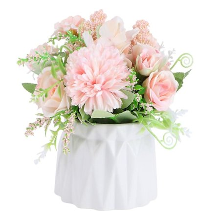 Kunstige blomster, simuleret roseblomst, rekvisit, pink, 20x20 cm, dekorativ indendørs dekoration, gave, 1 sæt