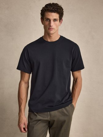 John Henric Men's Schwarzes Casual Fit Midweight T-Shirt Size XL