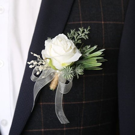 2 stk Bryllupsknapphull for Brudgom og Forlover - Kunstige Roser Knapphull Blomst til Bryllup Prom Fest, Elfenben