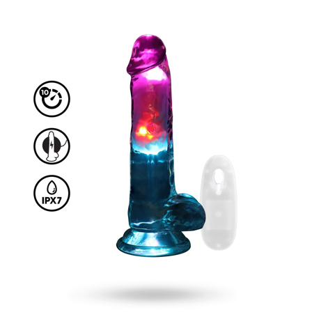 LED Vibrating Straight Cock with Balls 18 cm - Transparent - Sexleker Vuxen: Vibrator, dildo & massajestaver