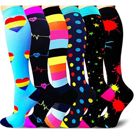 Kompressionsstrumpor för kvinnor och män 6 par, 2025 mg är för