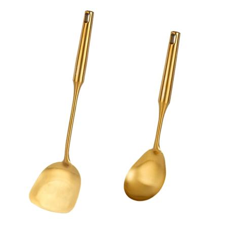 Sæt med Køkkenredskaber i Rustfrit Stål, 2 stk. Guld Køkkenredskaber