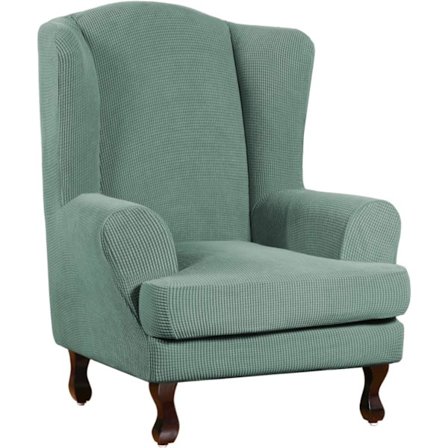 Wingback Stolebetræk 2 Dele Wing Stol Betræk Stretch Betræk Mørk Cyan-Wing Stol