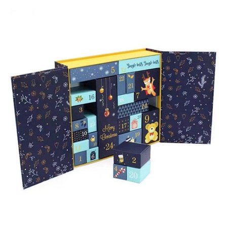 Adventskalender - 24 dager Jule-nedtellings Mystery Gaver Juleboks Blå Premium Edition Tom Boks