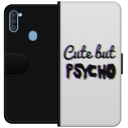 Kompatibel Tegnebogsetui til Samsung Galaxy A11 Rainbow-farvet legetøjsfigur med et glad ansigt og farverige cirkler i en legesyg studieillustration