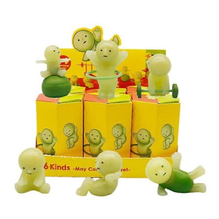 6 st Smiski Blind Box Sunday Series Yoga Fitness Series Minifigur Noctilucent Dekoration Docka Sovrum Toalett_Specialerbjudanden