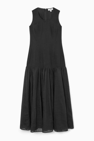 COS Women's Dropped-Waist Maxi Dress in Black