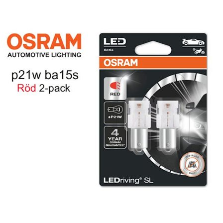 Osram röd p21w ba15s 1156 led lampor 12v