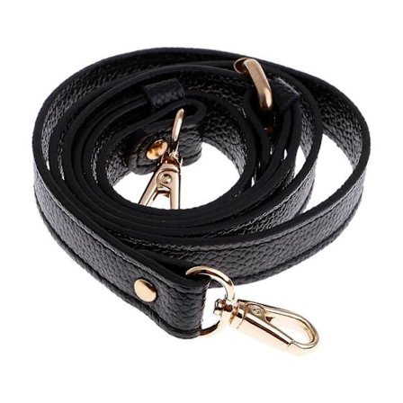 Justerbar skulderrem i ekte skinn, erstatning for veskehåndtak, svart