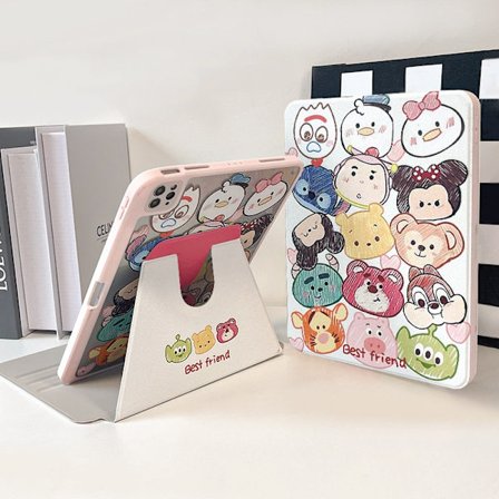 Etui til iPad mini 6 8,3 tommer 720 graders rotation support/pink kant nær ven tegneserie maleri