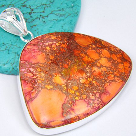 Silver Koppar Turkos ädelsten hängsmycke