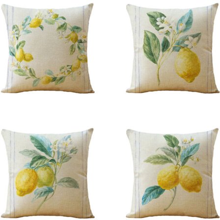 Vattentät kudde Citron frukt kuddfodral Set om 4 45x45cm Dekorativ kudde Trädgårdsmöbler Balkong kuddfodral Kuddfodral